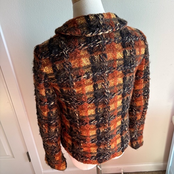 ANNA SUI Y2K Vintage 2005 Runway Wool Mohair Tweed Plaid Jacket Size 2 - Picture 6 of 15